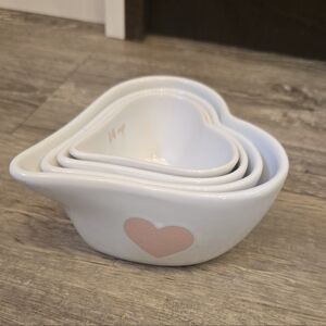 Heart-Shaped White and Pink Bowls